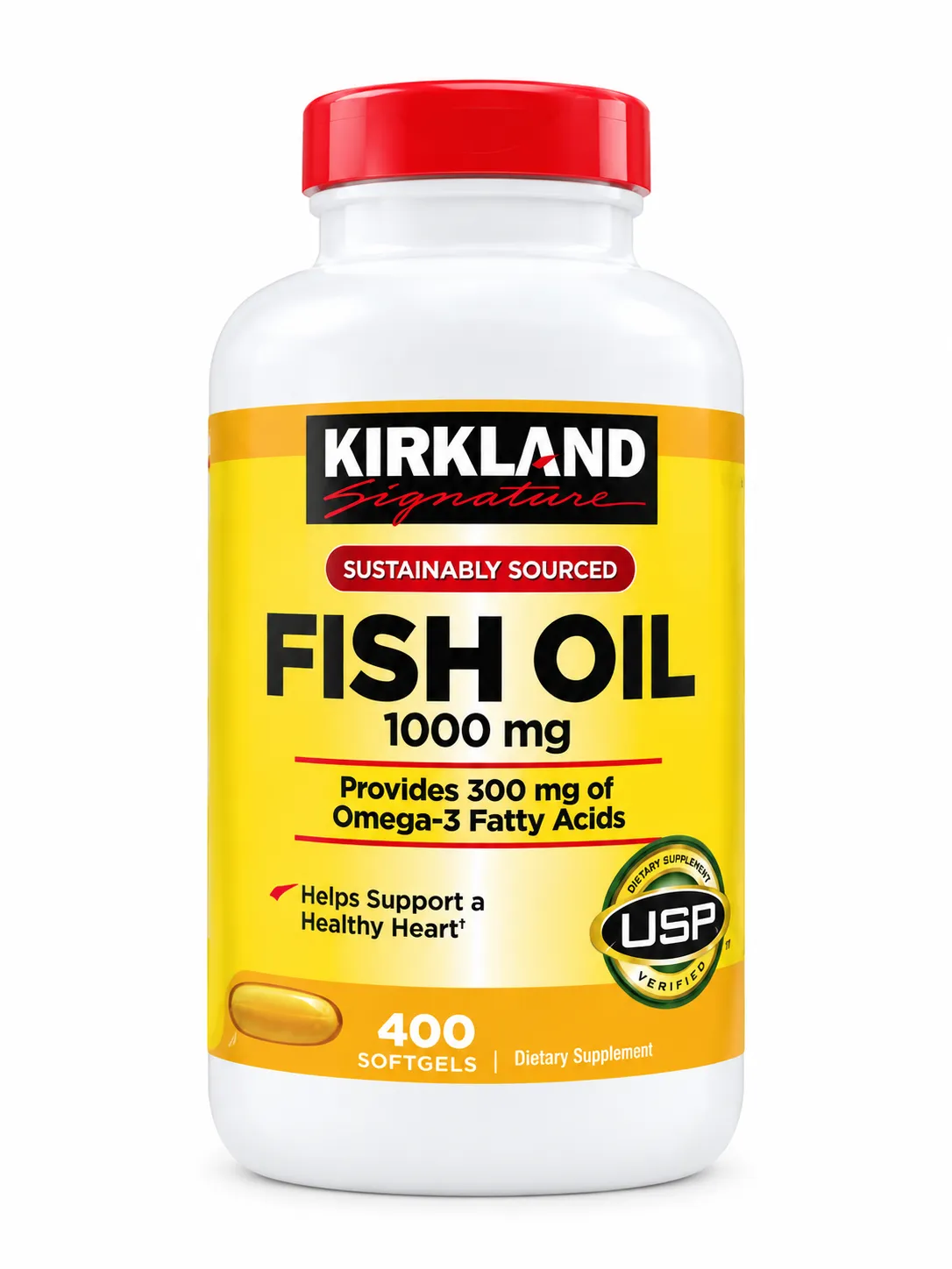 Рыбый жир 1000мг капсулы 400 штук (Омега-3)(KIRKLAND)