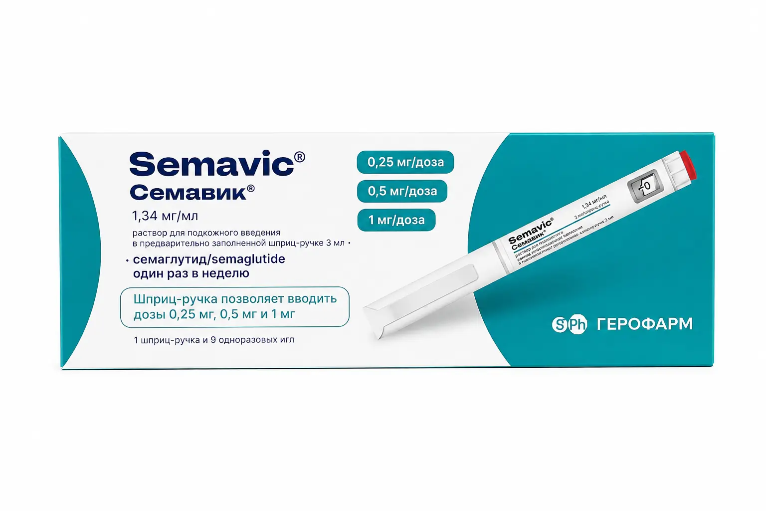 Семавик® (Semavic, семаглутид) 1,34 мг/мл, шприц-ручка 3 мл